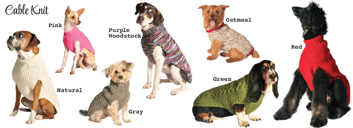 Natural Cable Knit Dog Sweater