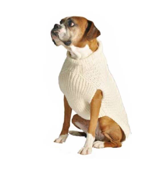 Natural Cable Knit Dog Sweater